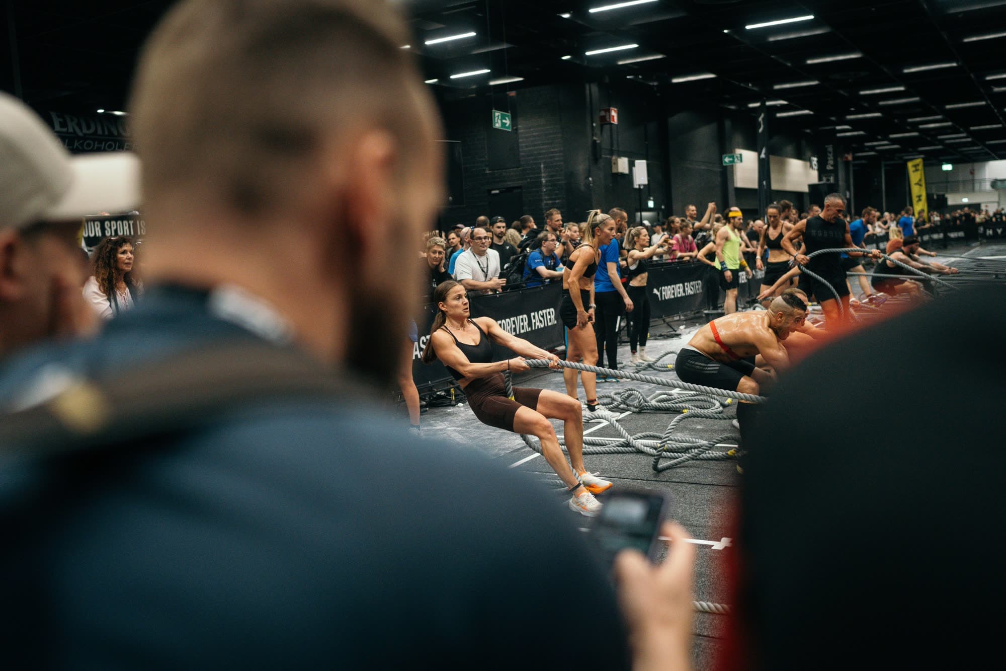 Athlete taking on the sled pull